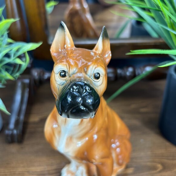 Vintage Enesco Boxer Dog Coin Bank Ceramic Boxer Figurine for Boxer Breed Owner - Picture 3 of 14